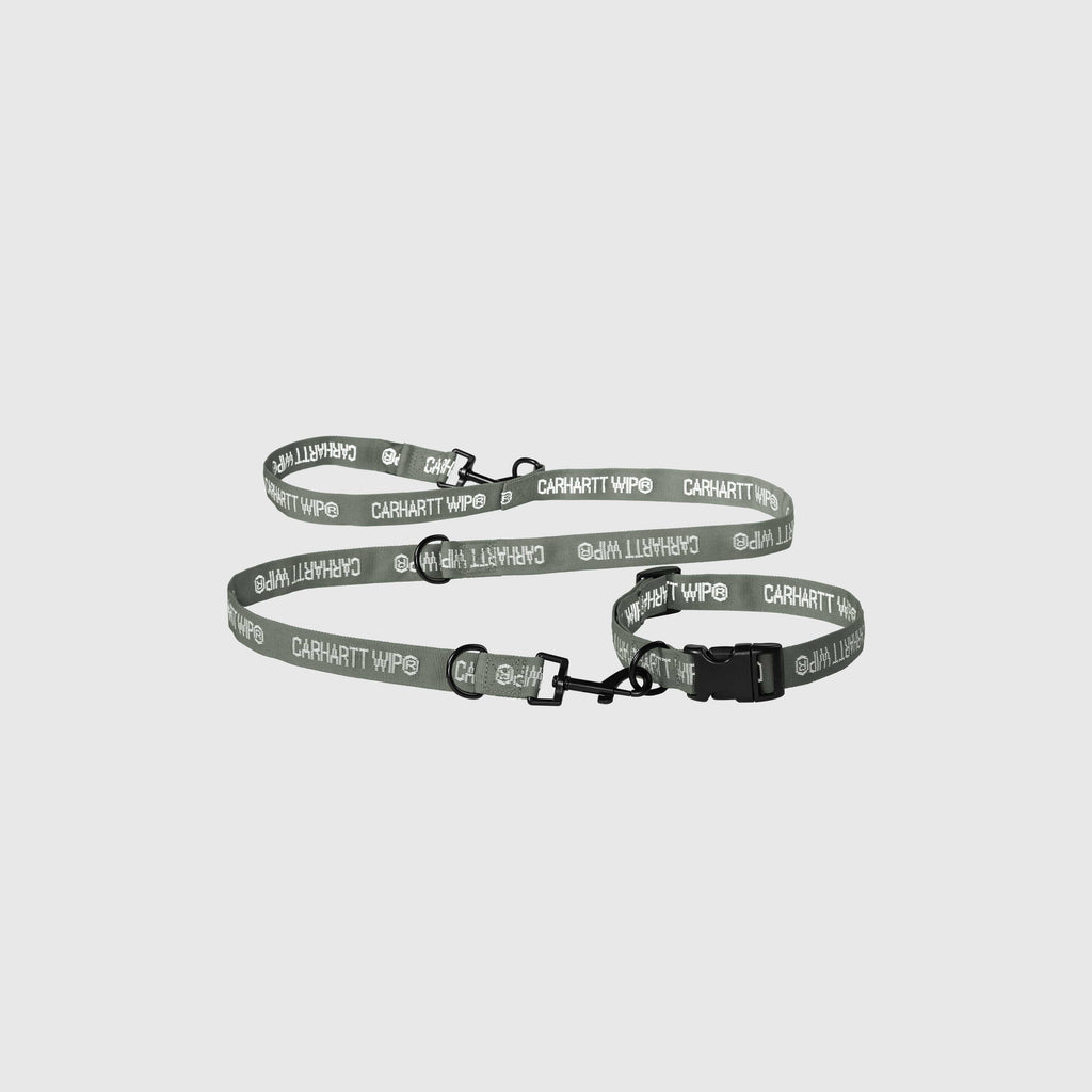 Carhartt WIP Tour Dog Leash & Collar - Smoke Green / Reflective - Front