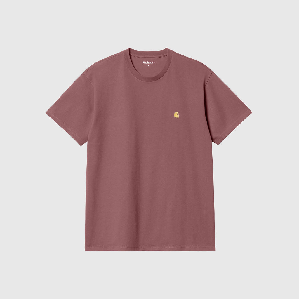 Carhartt WIP SS Chase Tee - Dusty Fuchsia / Gold - Front