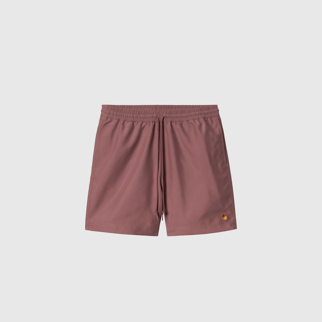 Carhartt WIP Chase Swim Trunks - Dusky Pink / Gold - Front