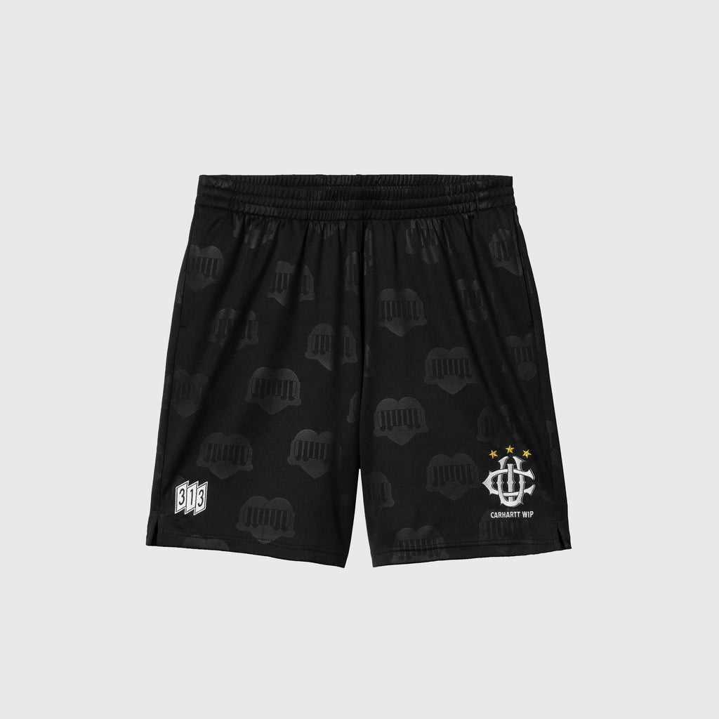 Carhartt WIP Hartt's Football Short - Black - Front