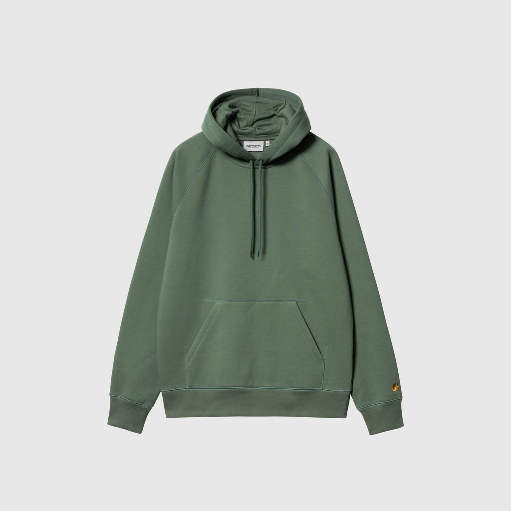Carhartt WIP Hooded Chase Sweat - Duck Green / Gold - Front