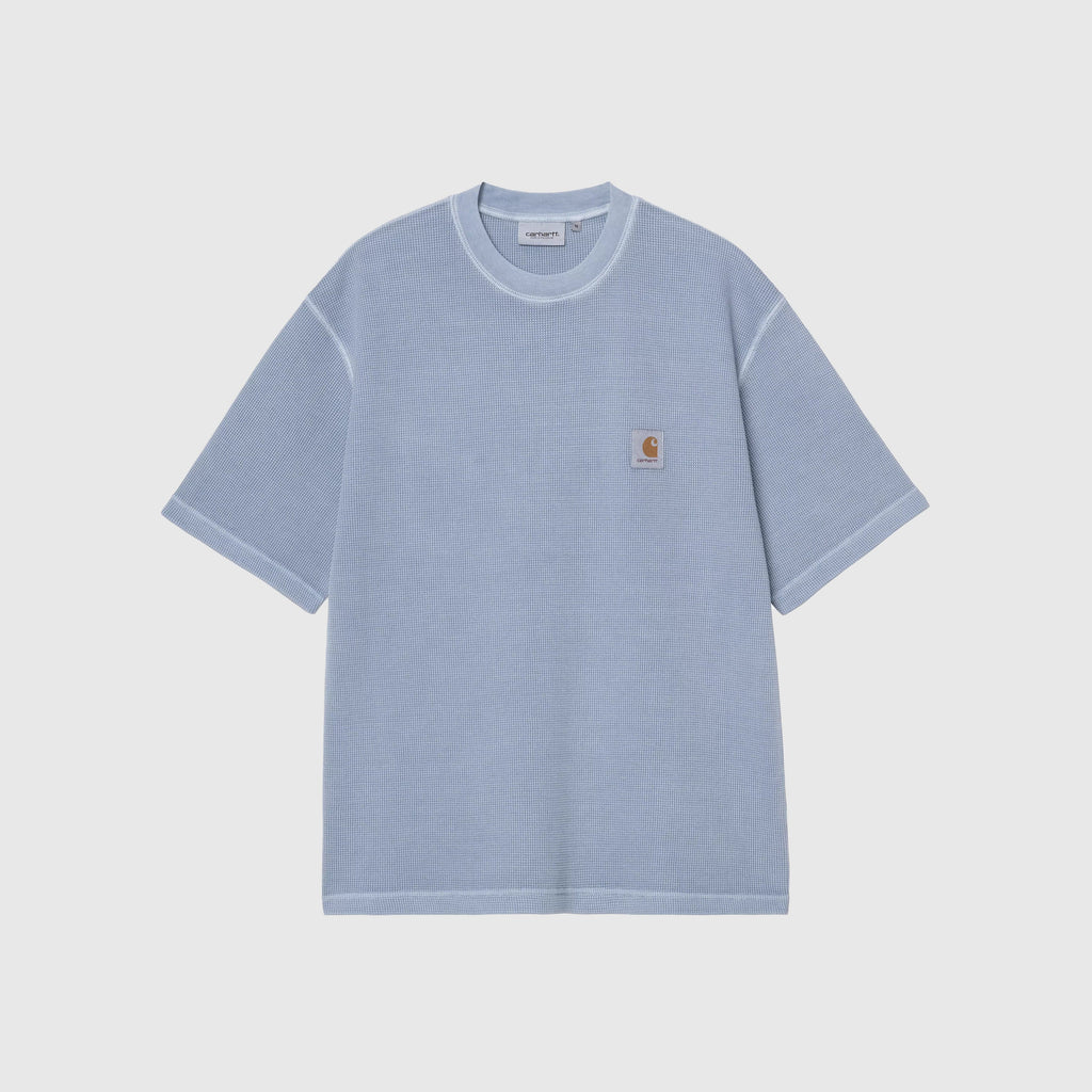 Carhartt WIP S/S Nelson Waffle T-Shirt - Gentle Blue Garment Dyed - Front
