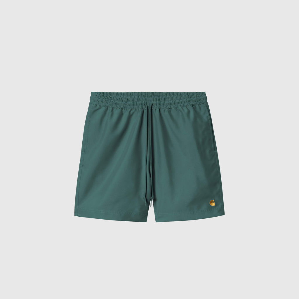 Carhartt WIP Chase Swim Trunks - Rainforest / Gold - Front