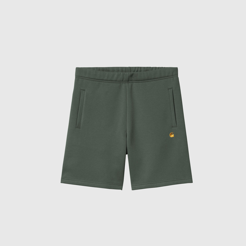 Carhartt WIP Chase Sweat Short - Duck Green / Gold - Front