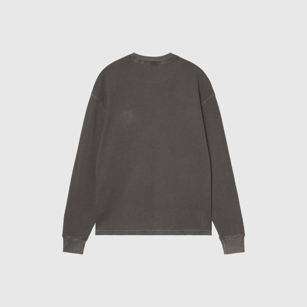 Carhartt WIP L/S Vista Waffle T Shirt - Black Garment Dyed - Back