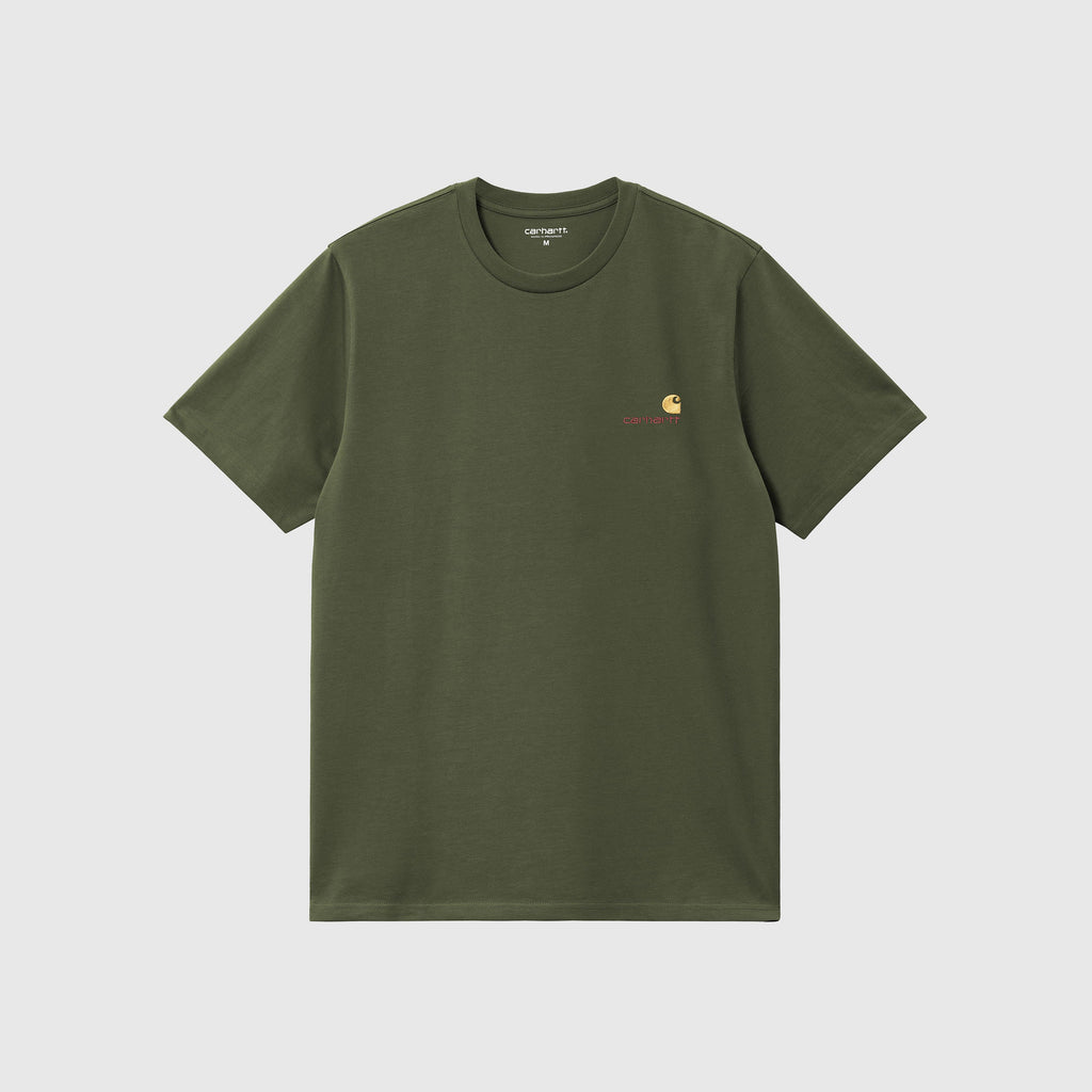 Carhartt WIP SS American Script Tee - Tarragon - Front