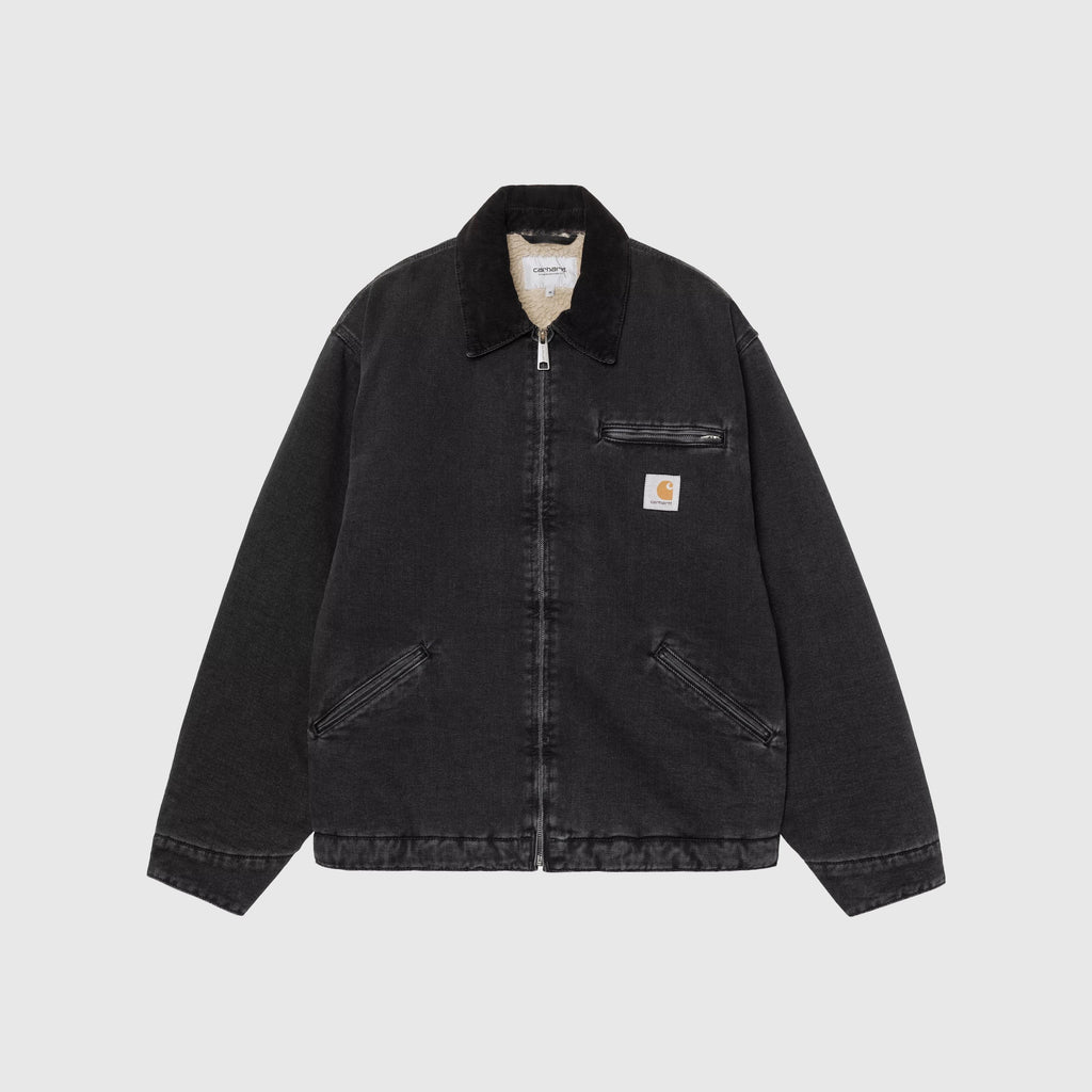 Carhartt WIP OG Detroit Jacket - Black / Black Stone Washed - Front