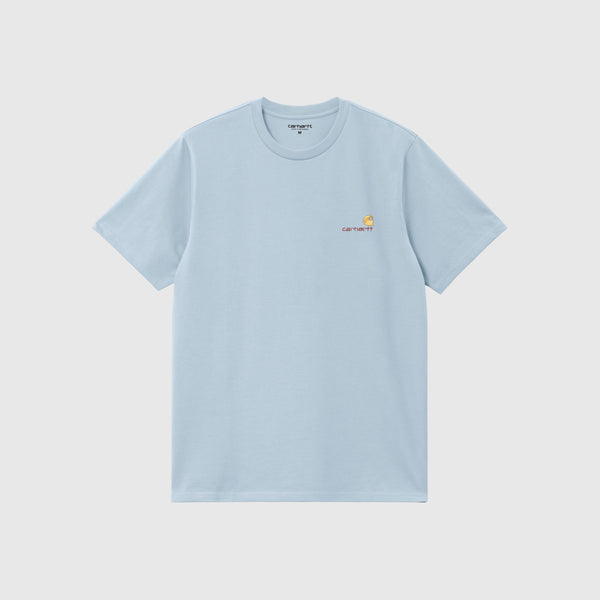 Carhartt WIP SS American Script Tee - Frosted Blue - Front