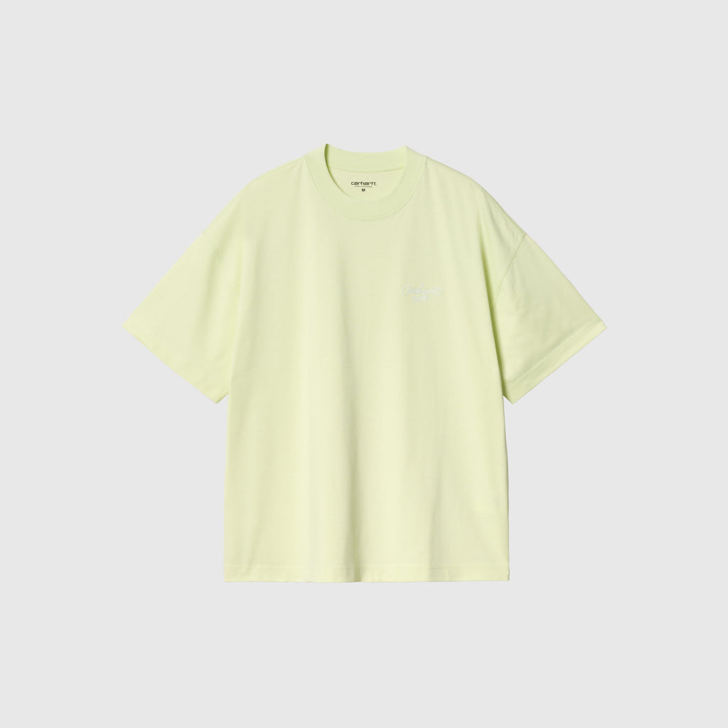 Carhartt WIP S/S Signature Script Tee - Air Green / White - Front