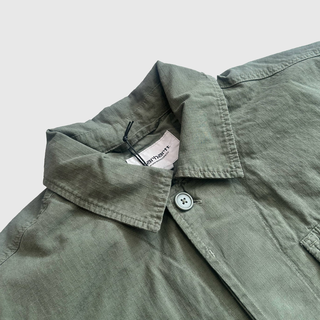 Carhartt WIP Manderson Jacket - Leaf Garment Dyed - Front Close Up