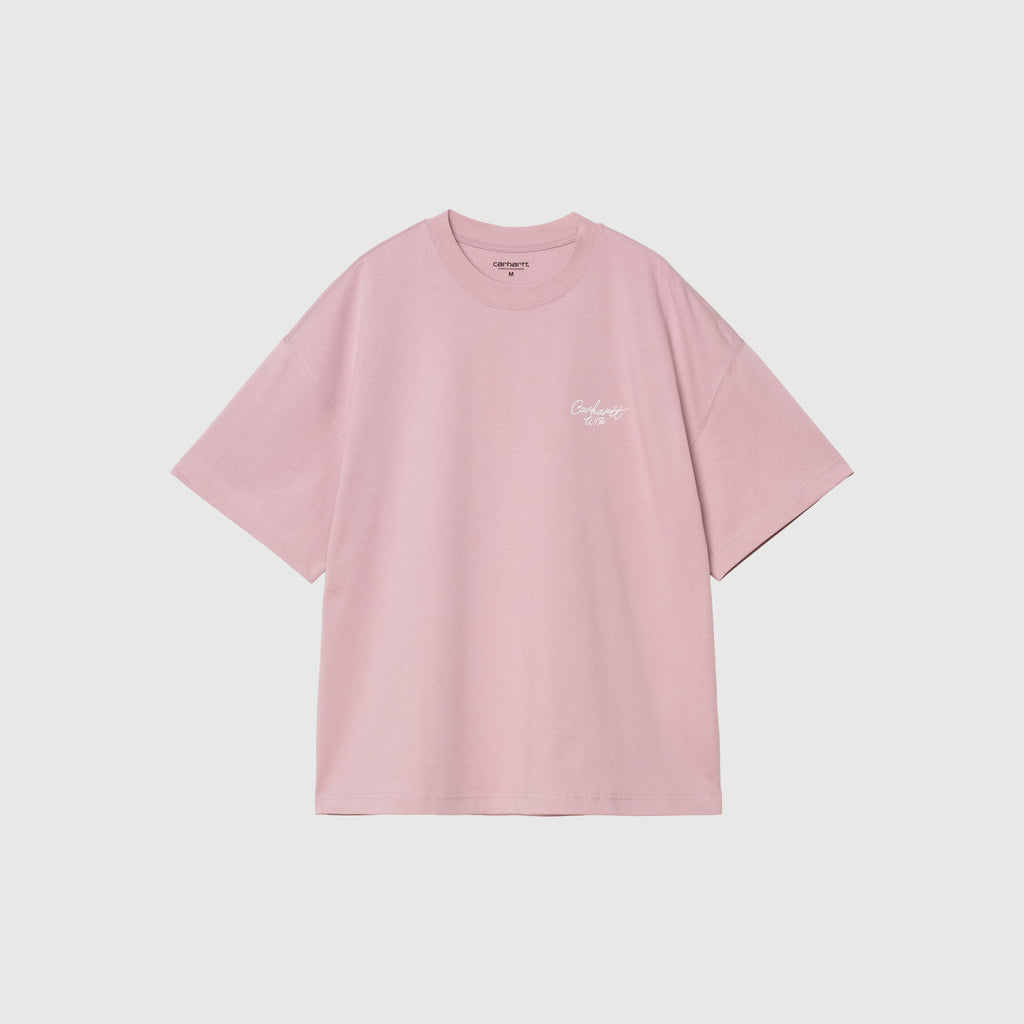 Carhartt WIP S/S Signature Script Tee - Hortensia / White - Front