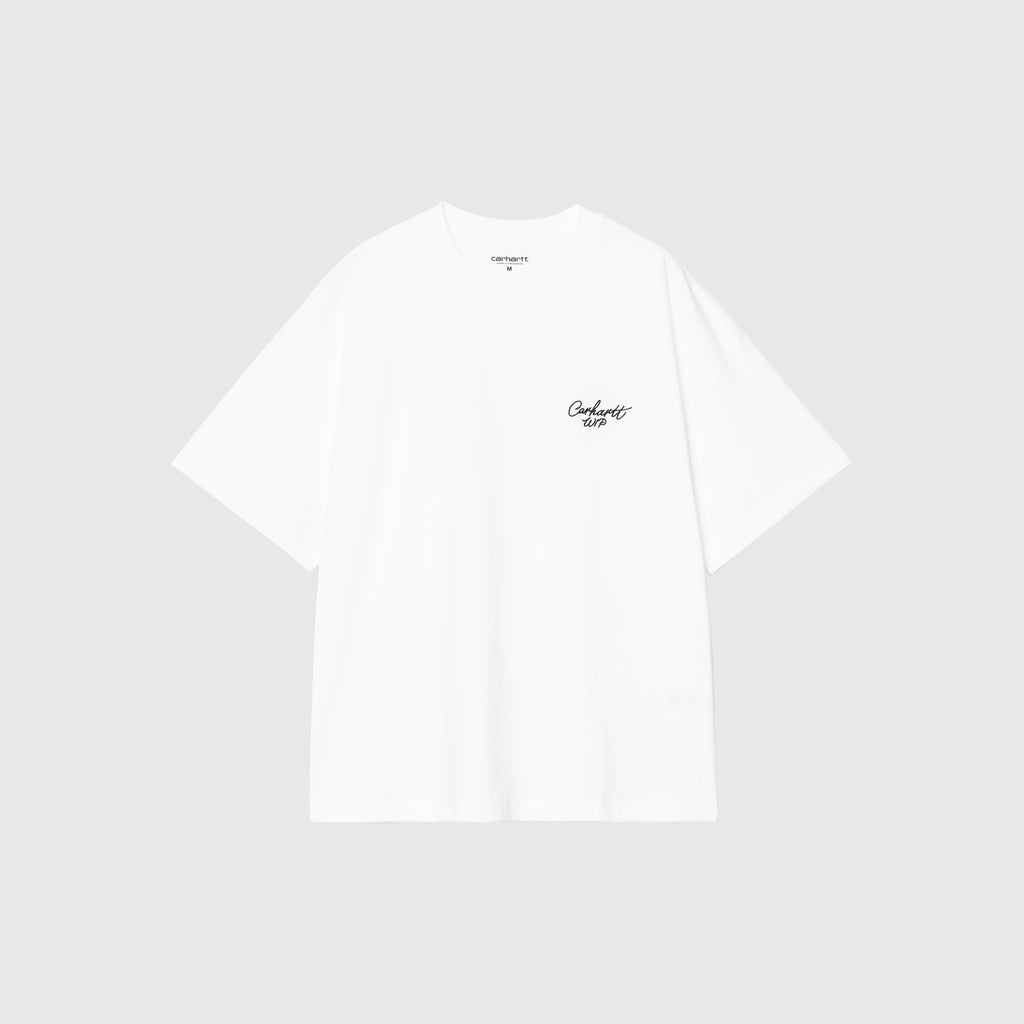 Carhartt WIP S/S Signature Script Tee - White / Black - Front