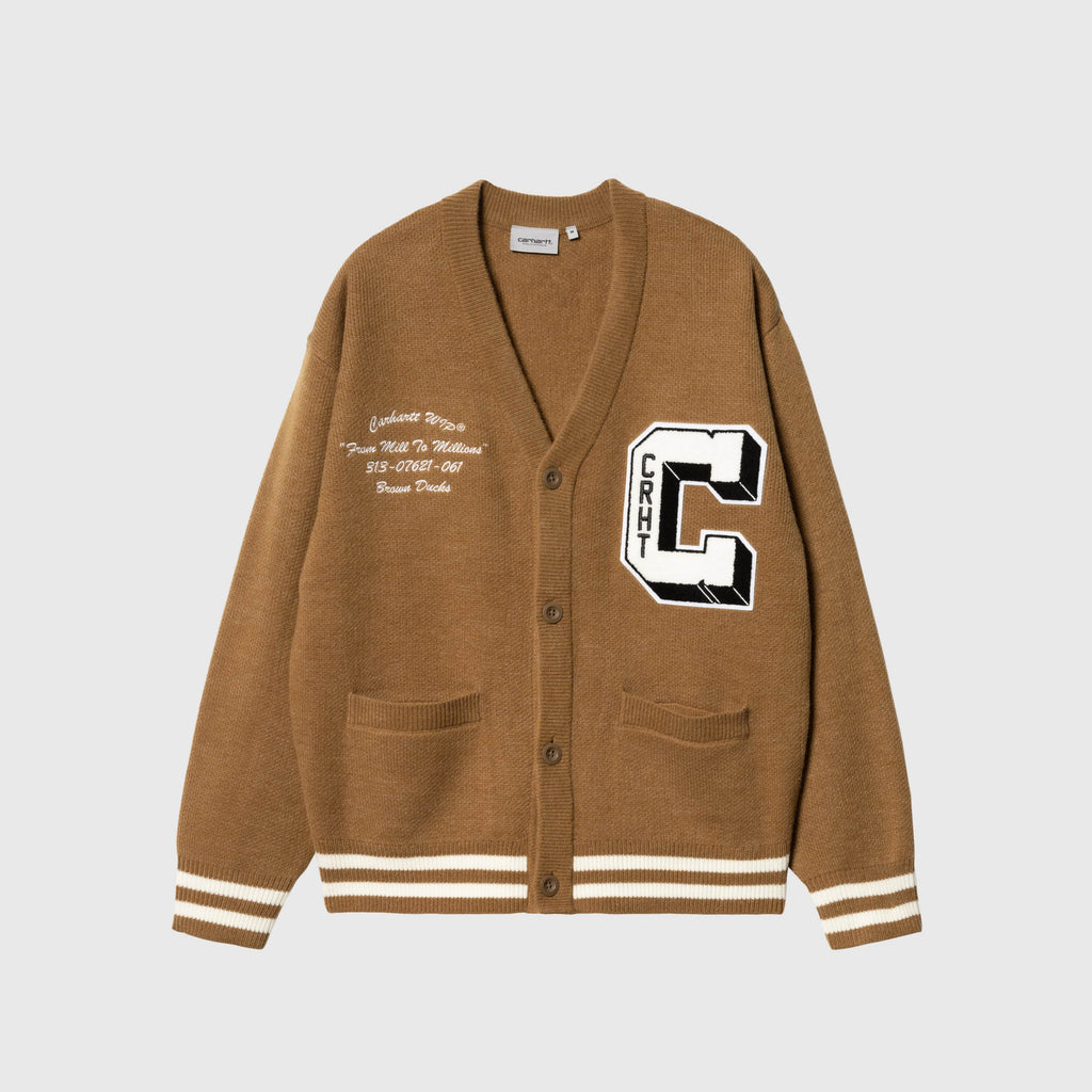 Carhartt WIP Brown Ducks Cardigan - Hamilton Brown / Wax - Front