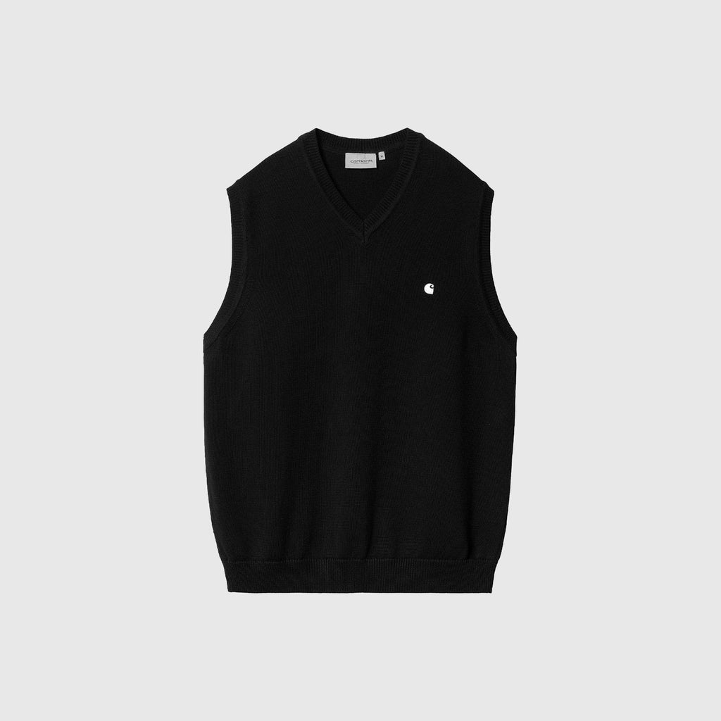Carhartt WIP Madison Vest Sweat - Black / White - Front