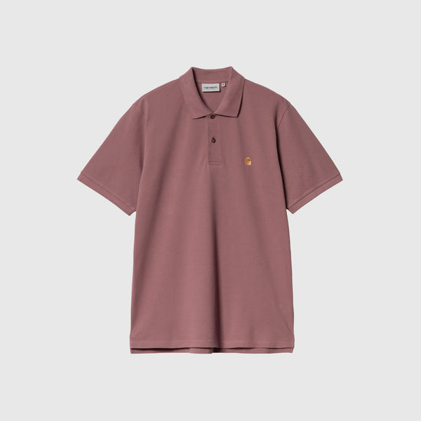 Carhartt WIP S/S Chase Pique Polo - Dusky Pink / Gold - Front