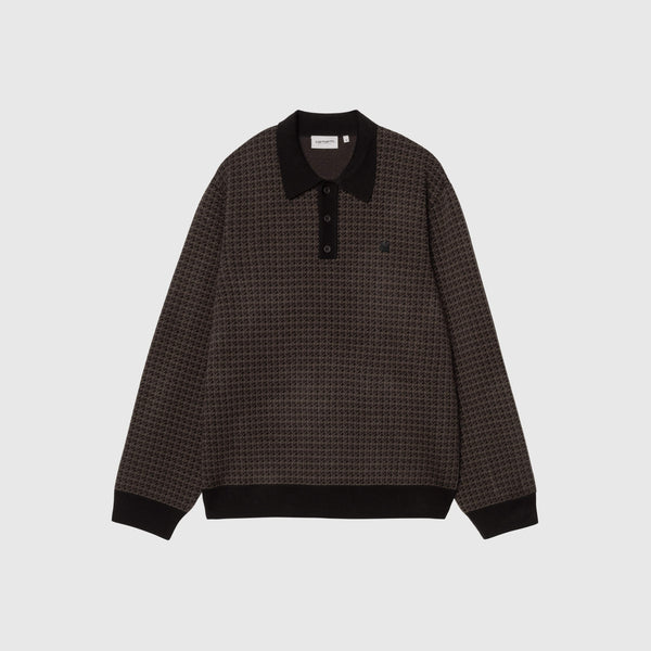Carhartt WIP L/S Lowis Polo - Lowis Houndstooth / Vitola - Front