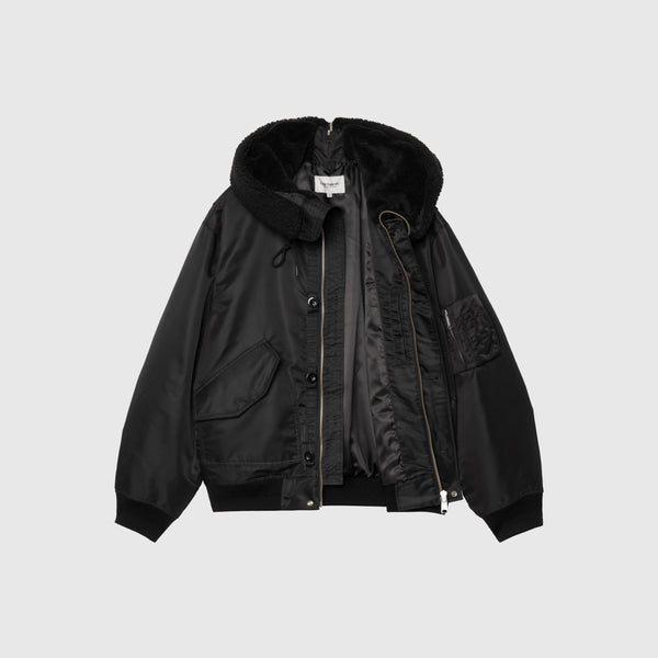 Carhartt WIP Hd Oltera Bomber - Black / Black - Front Open