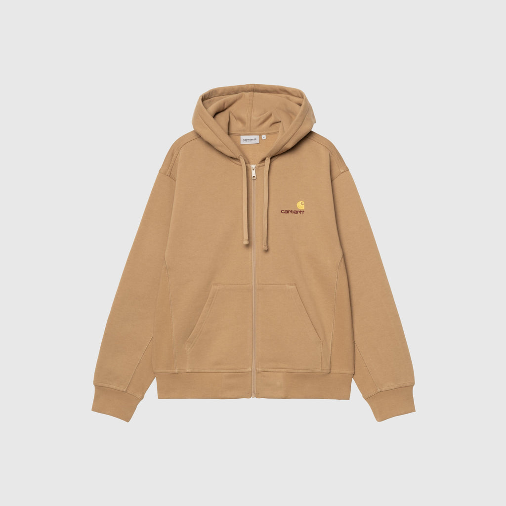 Carhartt WIP Hooded American Script Jacket - Peanut - Front