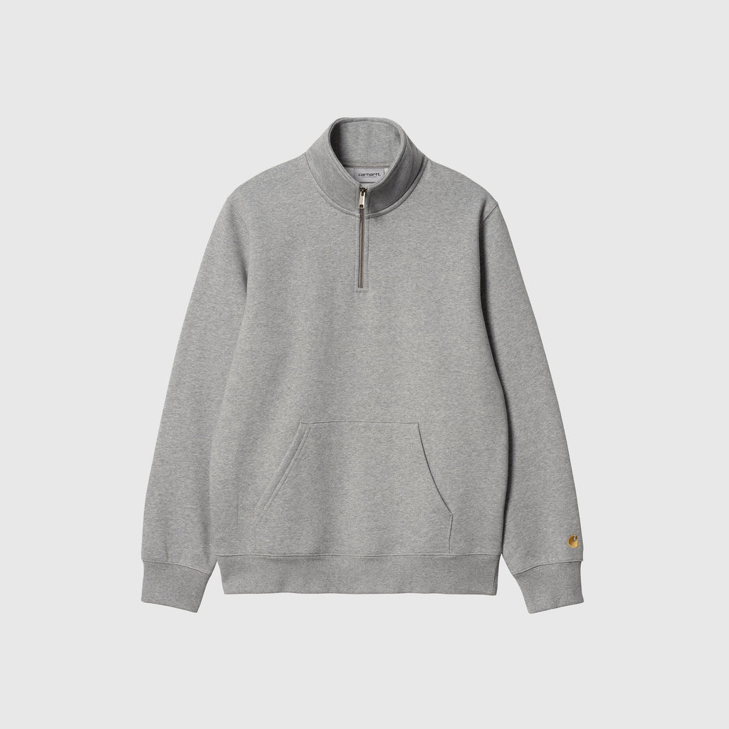 Carhartt WIP Chase Neck Zip Sweat - Grey Heather / Gold - Front