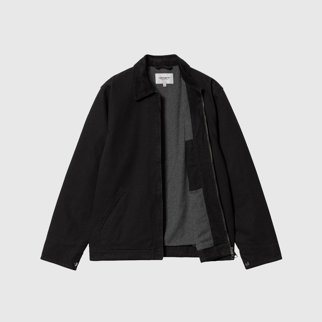 Carhartt WIP Detroit Jacket - Black / Black Heavy Stone Wash - Front Open