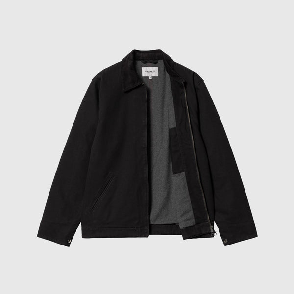 Carhartt WIP Detroit Jacket - Black / Black Heavy Stone Wash - Front Open