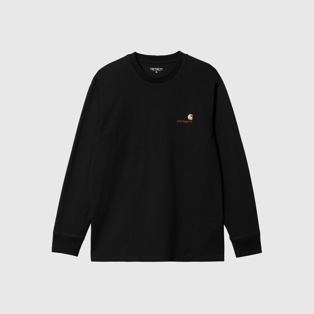 Carhartt WIP L/S American Script Tee - Black - Front