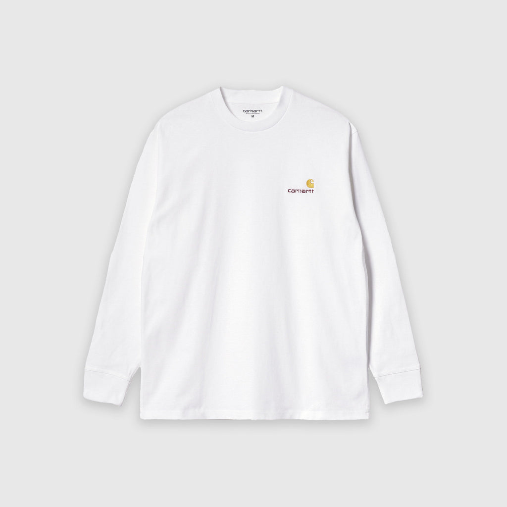 Carhartt WIP L/S American Script Tee - White - Front