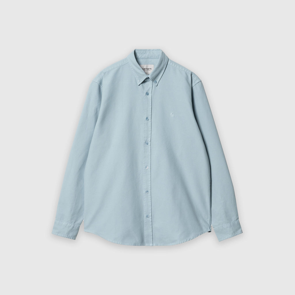 Carhartt WIP L/S Bolton Shirt - Frosted Blue Garment Dyed - Front