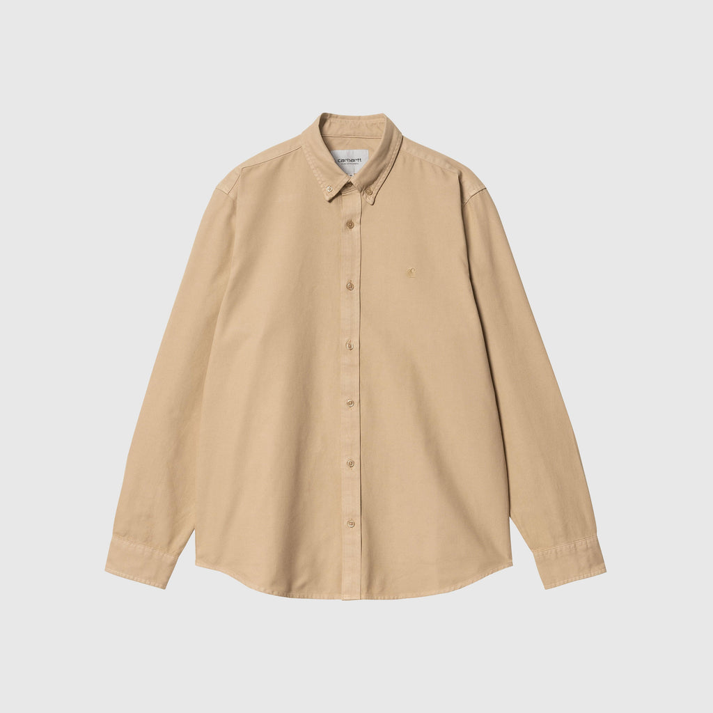 Carhartt WIP L/S Bolton Shirt - Dusty Hamilton Brown Garment Dyed