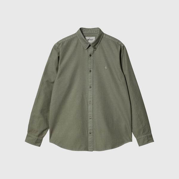 Carhartt WIP L/S Bolton Shirt - Smoke Green Garment Dyed