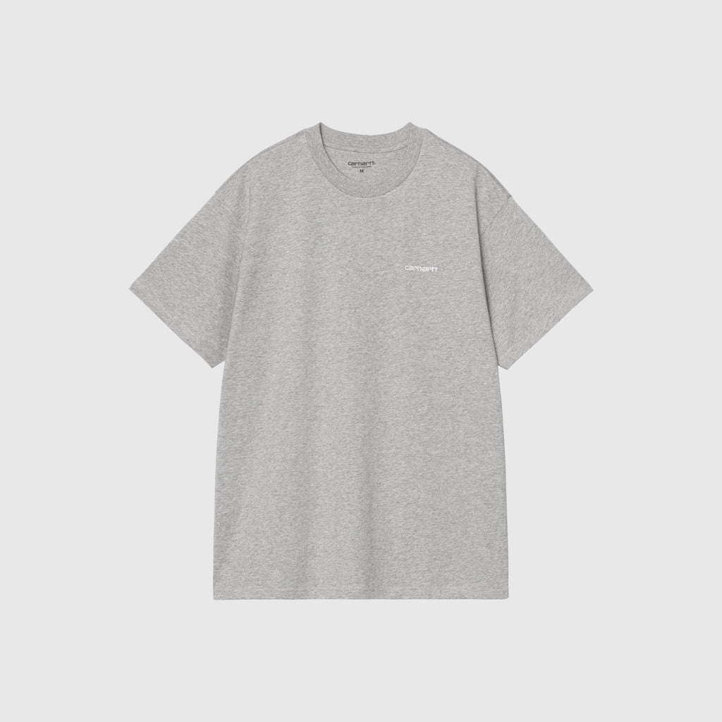 Carhartt WIP SS Script Embroidery Tee - Grey Heather/White Front
