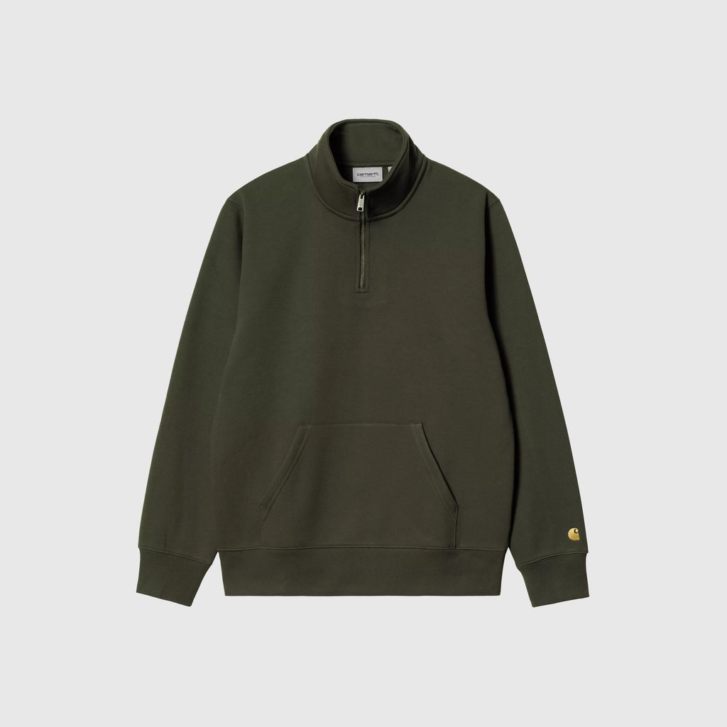 Carhartt Chase Neck Zip Sweat - Olive / Gold - Front