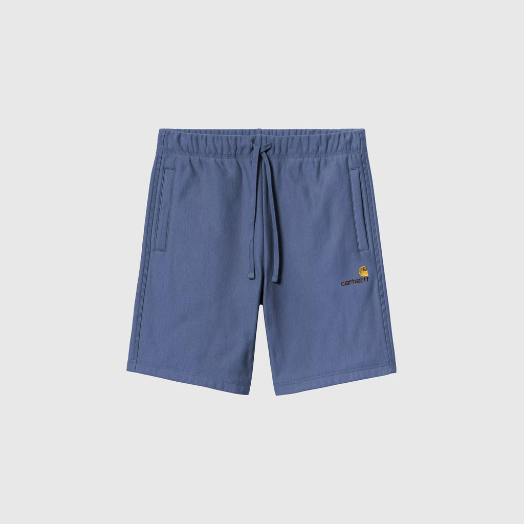 Carhartt WIP American Script Sweat Short - Blue Iris - Front