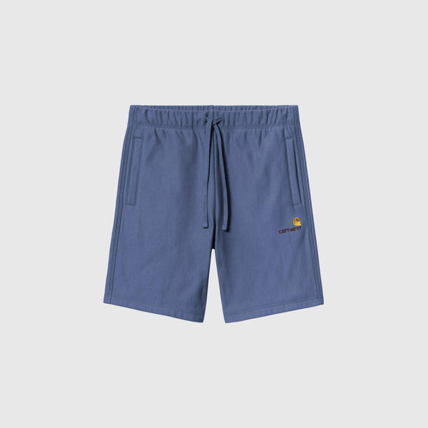 Carhartt WIP American Script Sweat Short - Blue Iris - Front