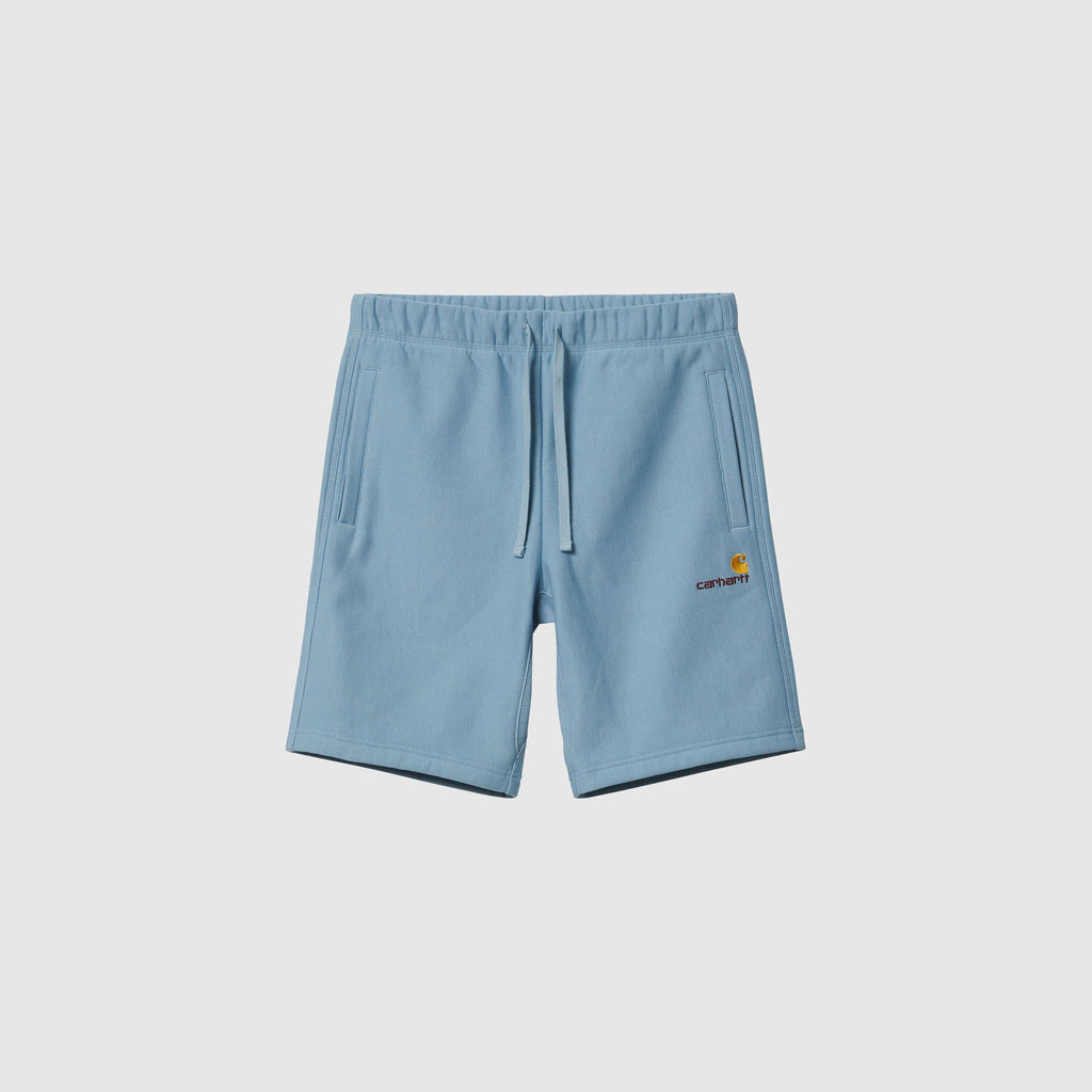 Carhartt WIP American Script Sweat Short - Frosted Blue - Front