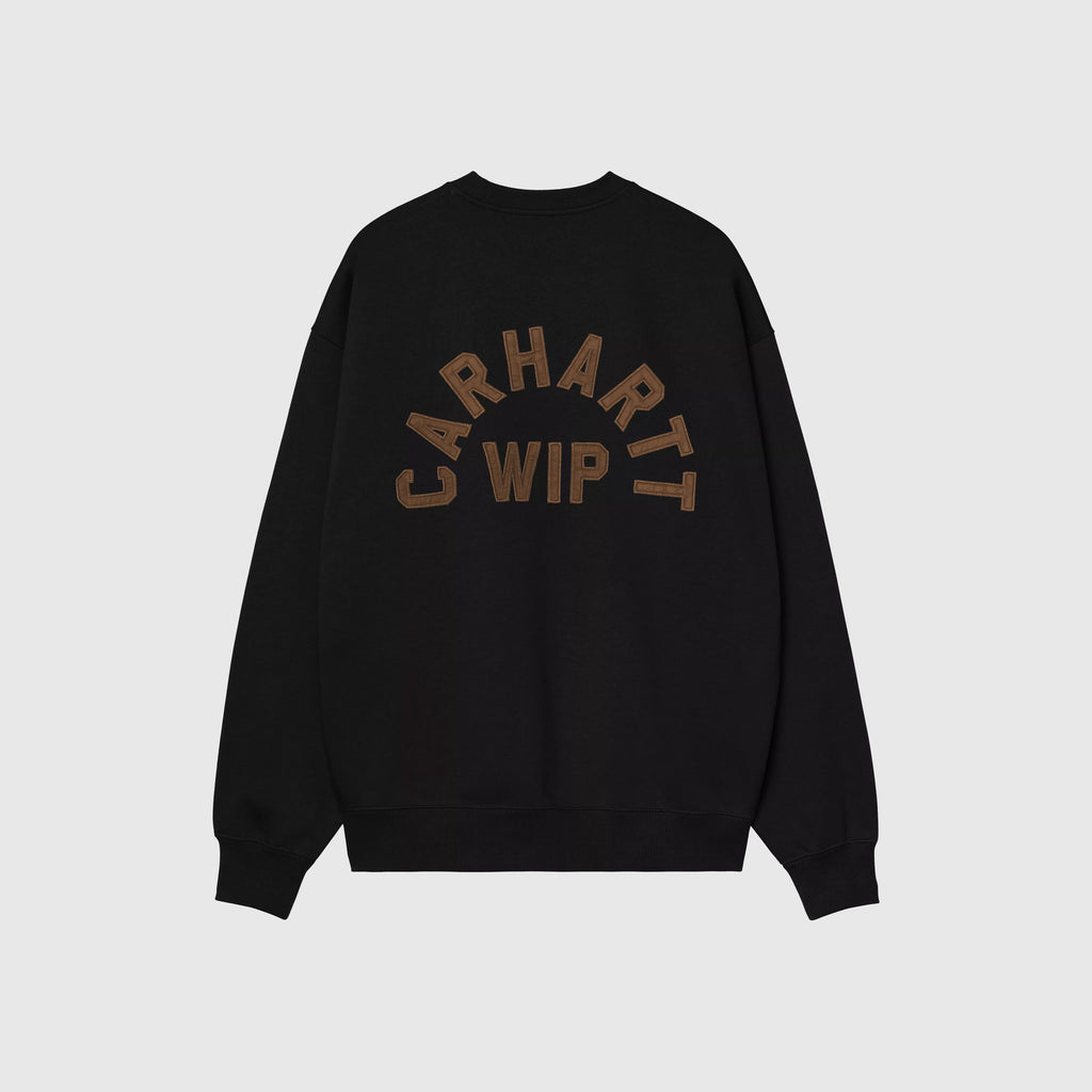 Carhartt WIP Arch Script Sweat - Black / Hamilton Brown Stone Washed - Back
