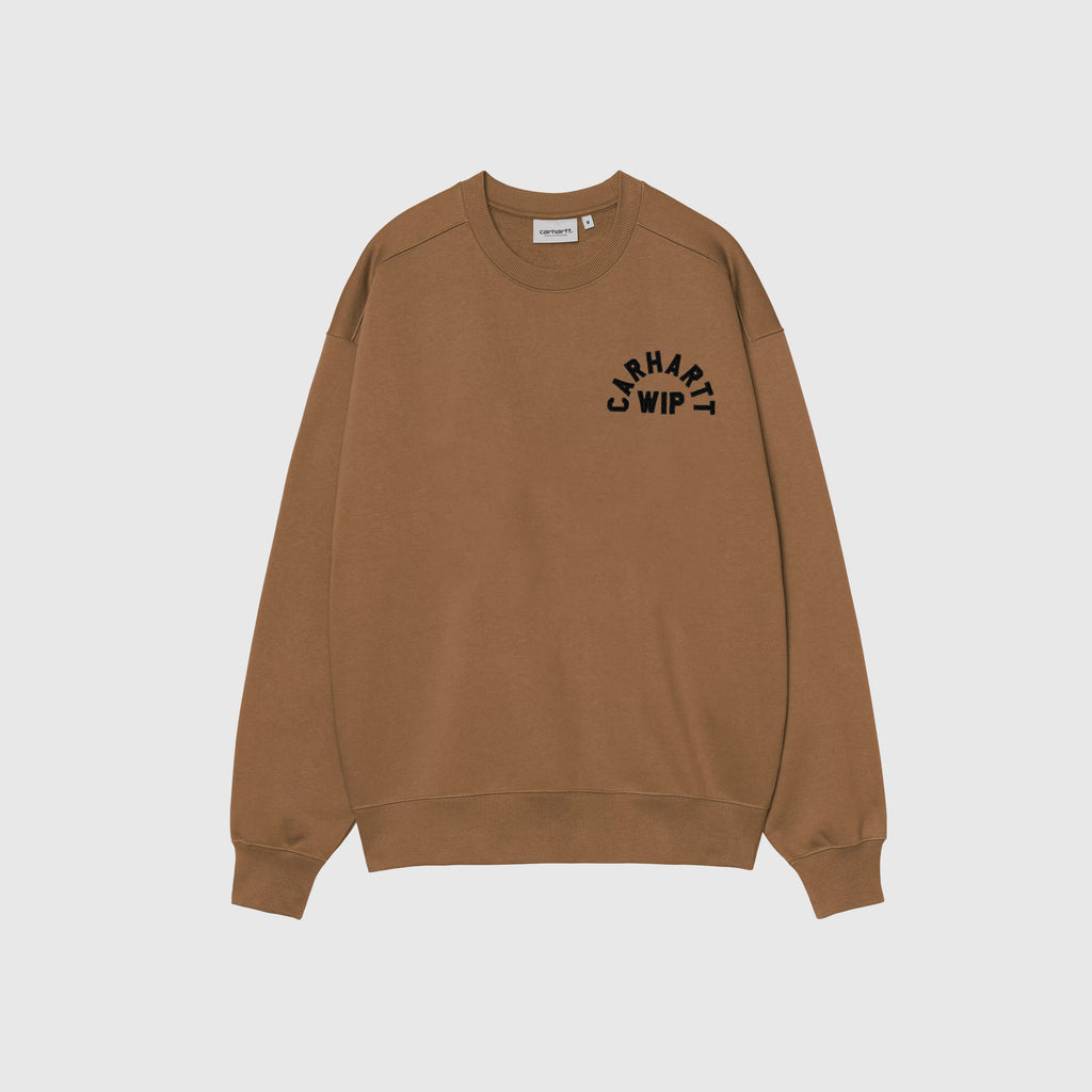 Carhartt WIP Arch Script Sweat - WIP H Brown / Black Stone Washed - Front