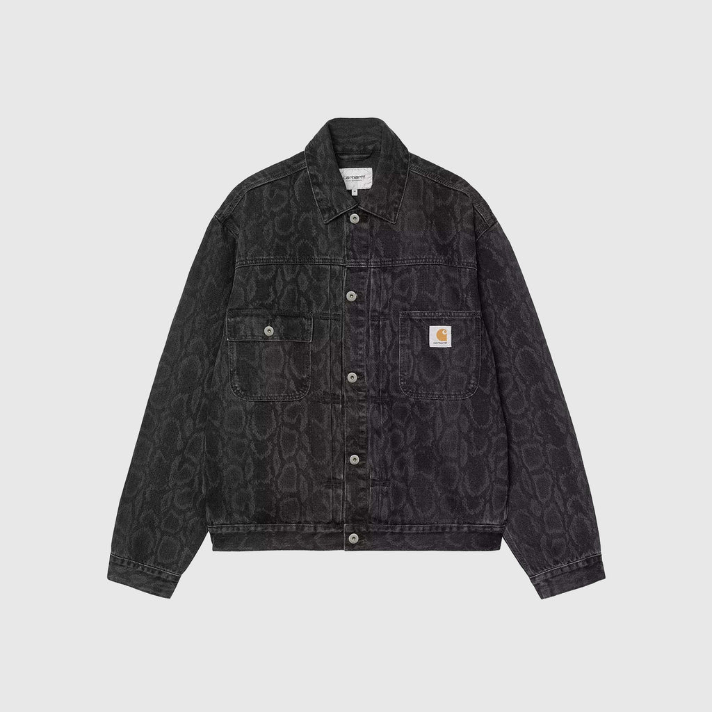 Carhartt WIP Belmar Jacket - Snake Camo / Black Heavy Stone Wash - Front