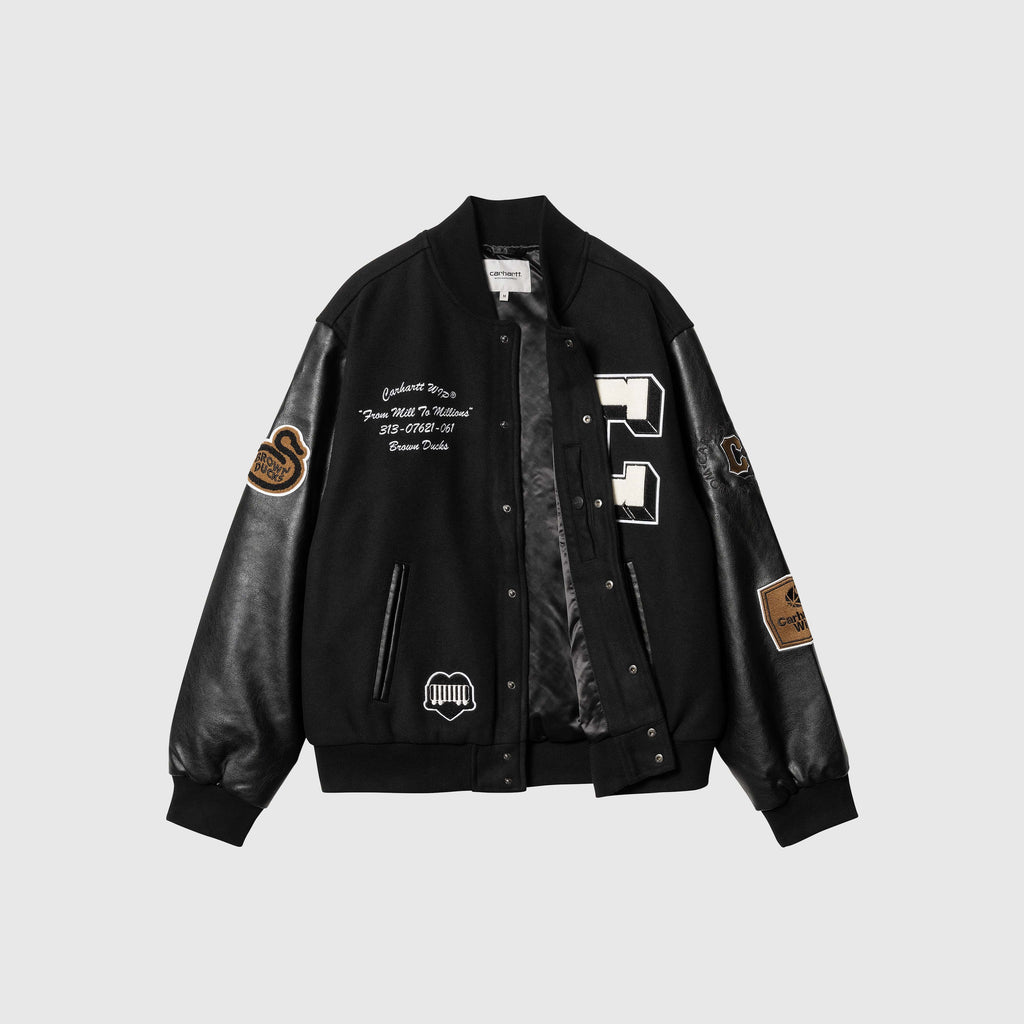 Carhartt WIP Brown Ducks Bomber - Black / Black - Front Open