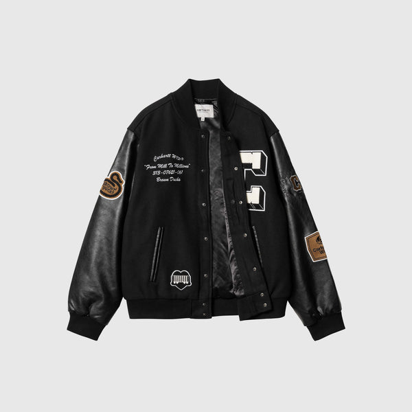 Carhartt WIP Brown Ducks Bomber - Black / Black - Front Open