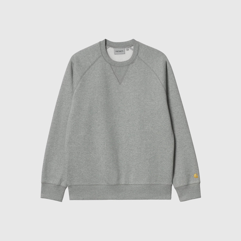 Carhartt WIP Chase Sweat - Grey Heather / Gold - Front