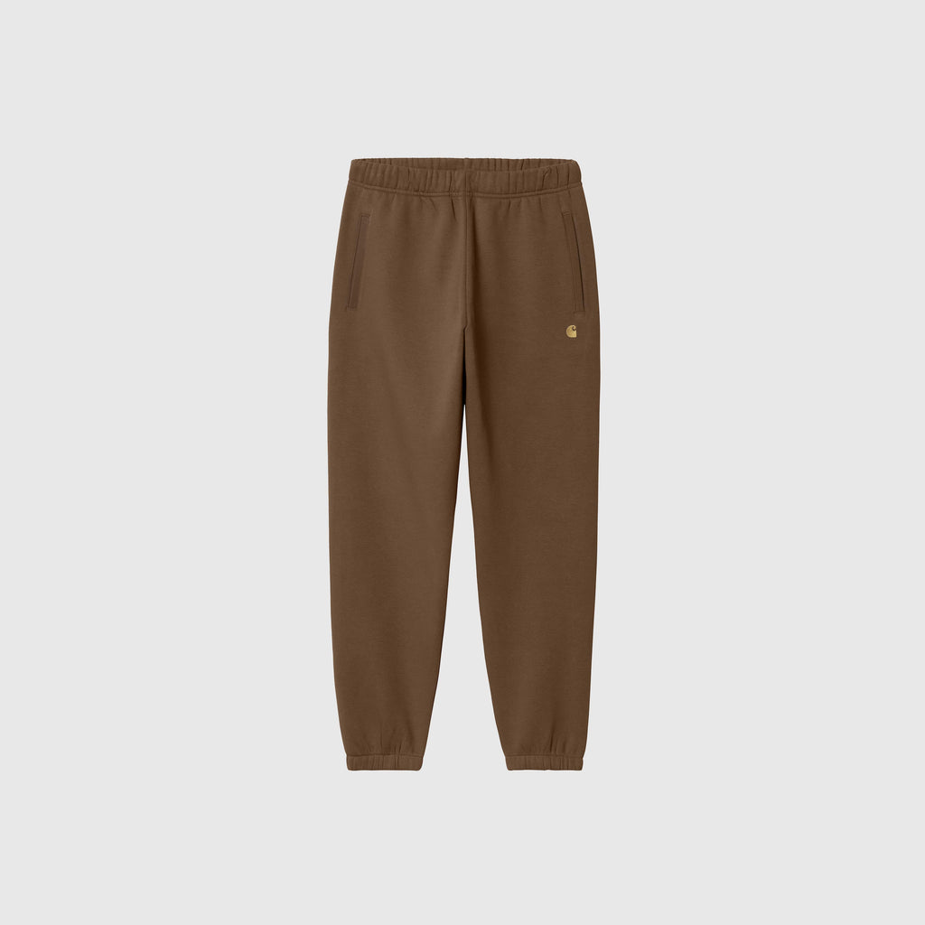 Carhartt WIP Chase Sweat Pant - Chocolate / Gold - Front