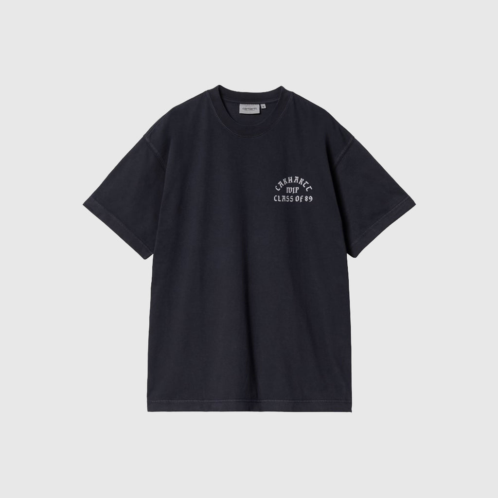 Carhartt WIP Class Of 89 Tee - Dark Navy / White Garment Dyed - Front