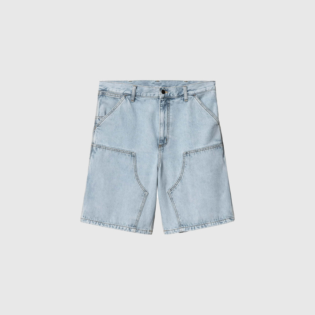 Carhartt WIP Double Knee Short - Blue Heavy Worn Bleached - Front