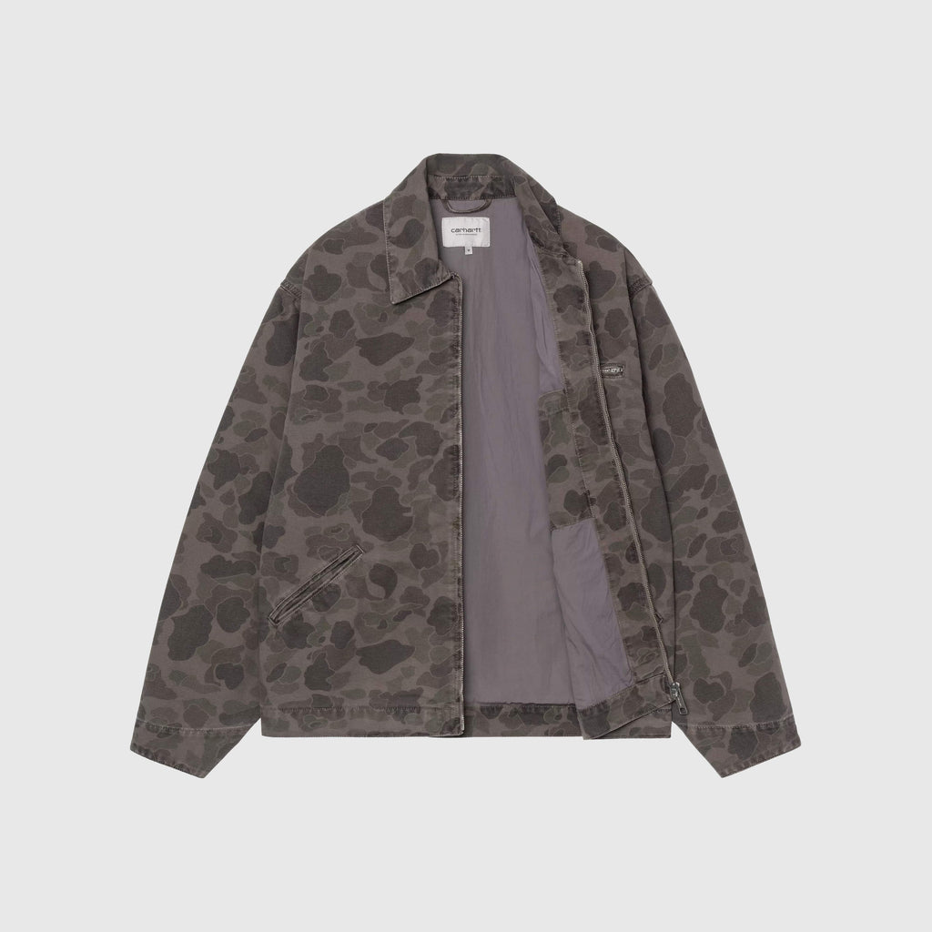 Carhartt WIP Duck Detroit Jacket - Camo Duck Green / Porphyr Garment Dyed - Front Open