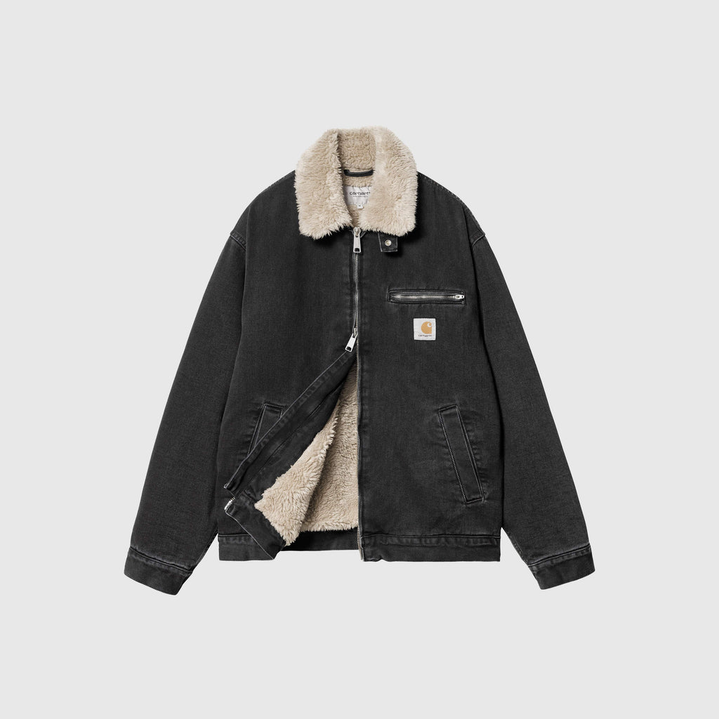 Carhartt WIP Herald Jacket - Black / Wall Stone Washed - Front Open