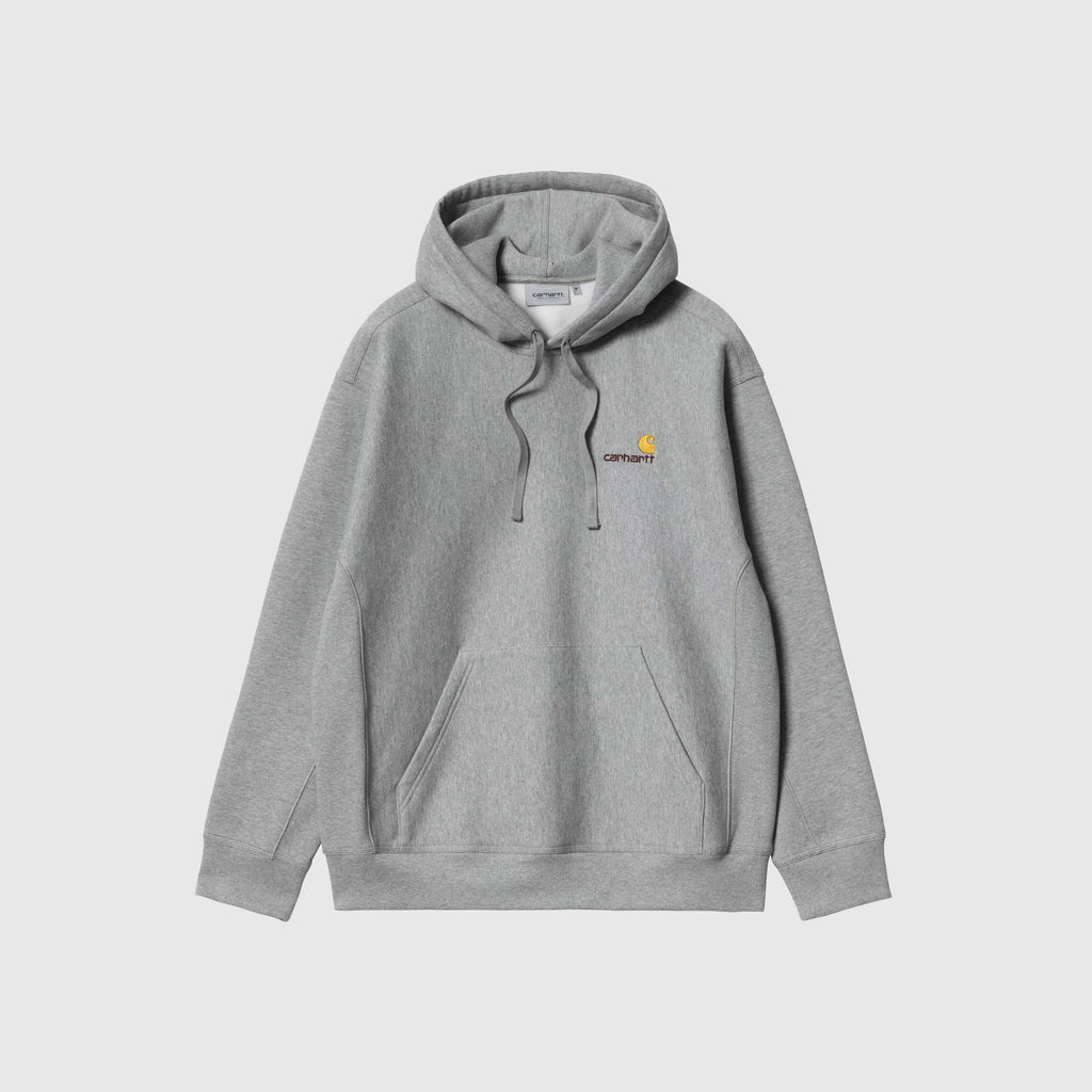 Carhartt WIP Hooded American Script Sweat - Grey Heather - Front