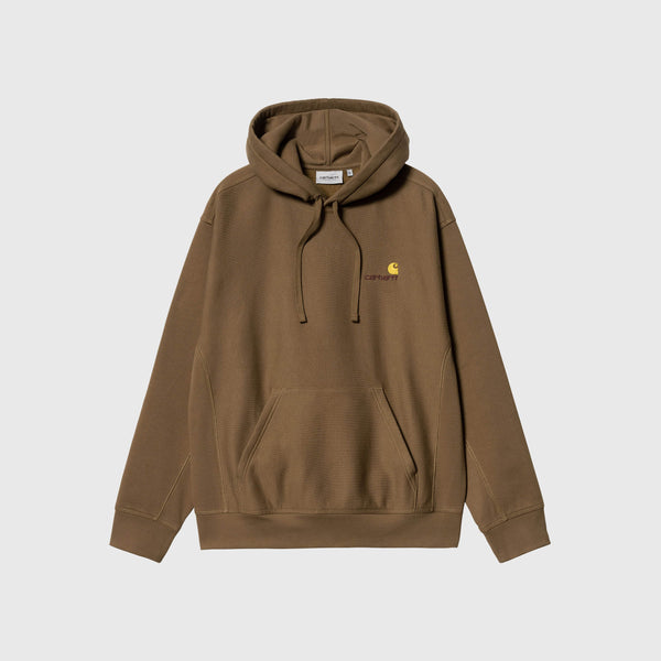 Carhartt WIP Hooded American Script Sweat - Lumber - Front