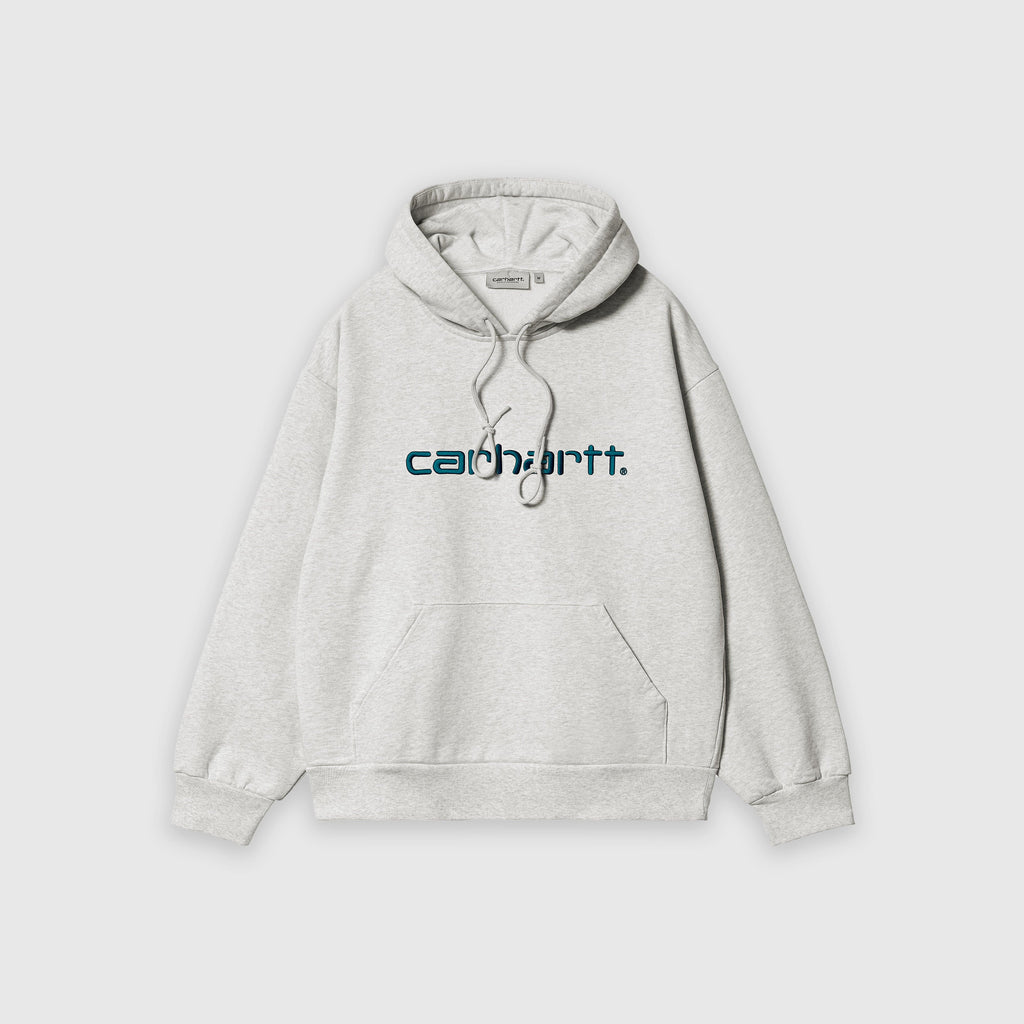 Carhartt WIP Hooded Carhartt Sweat - Ash Heather / Duck Blue - Front