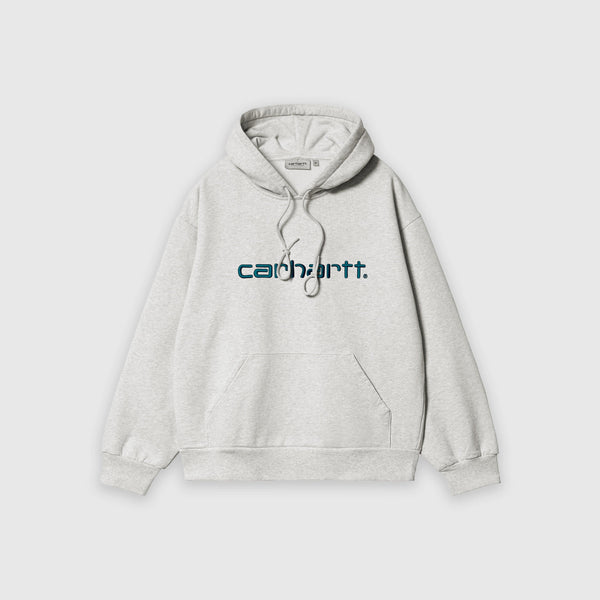 Carhartt WIP Hooded Carhartt Sweat - Ash Heather / Duck Blue - Front